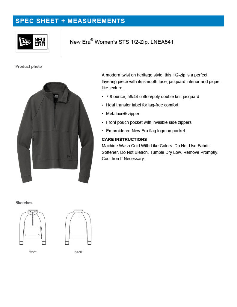 New Era ® Women's STS 1/2-Zip LNEA541 – wtembroidery.com