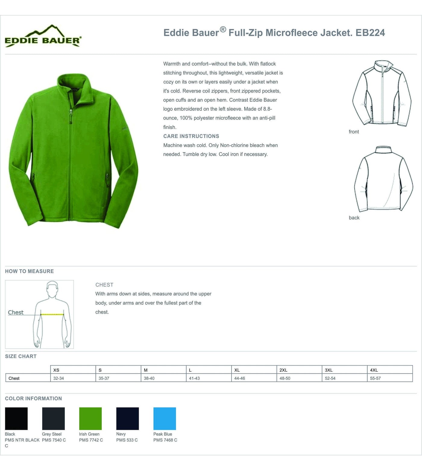 JH EB224 Men's Eddie Bauer® Full-Zip Microfleece Jacket