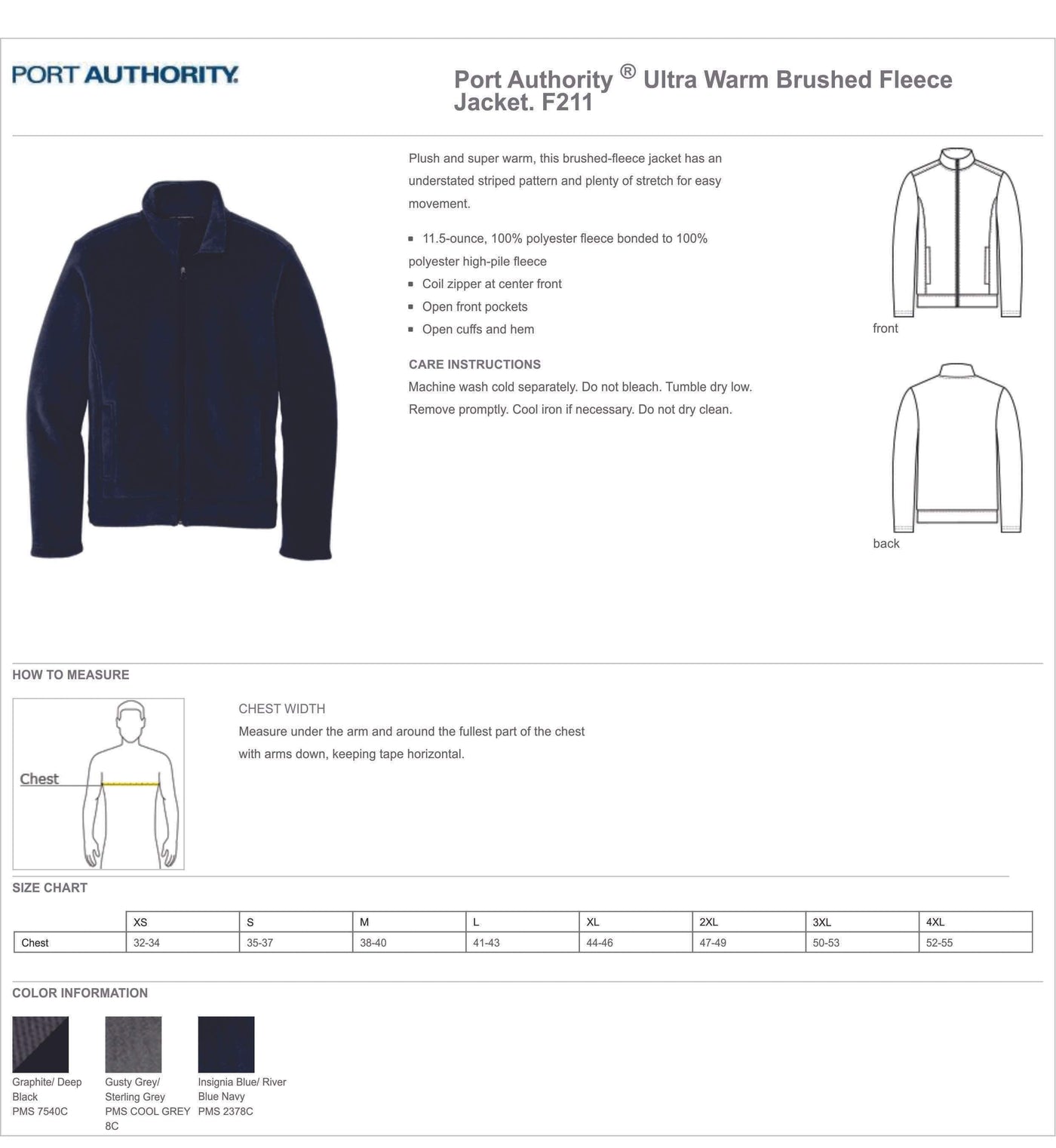 Springfield F211 Port Authority® Men's Ultra Warm Brushed Fleece Jacket