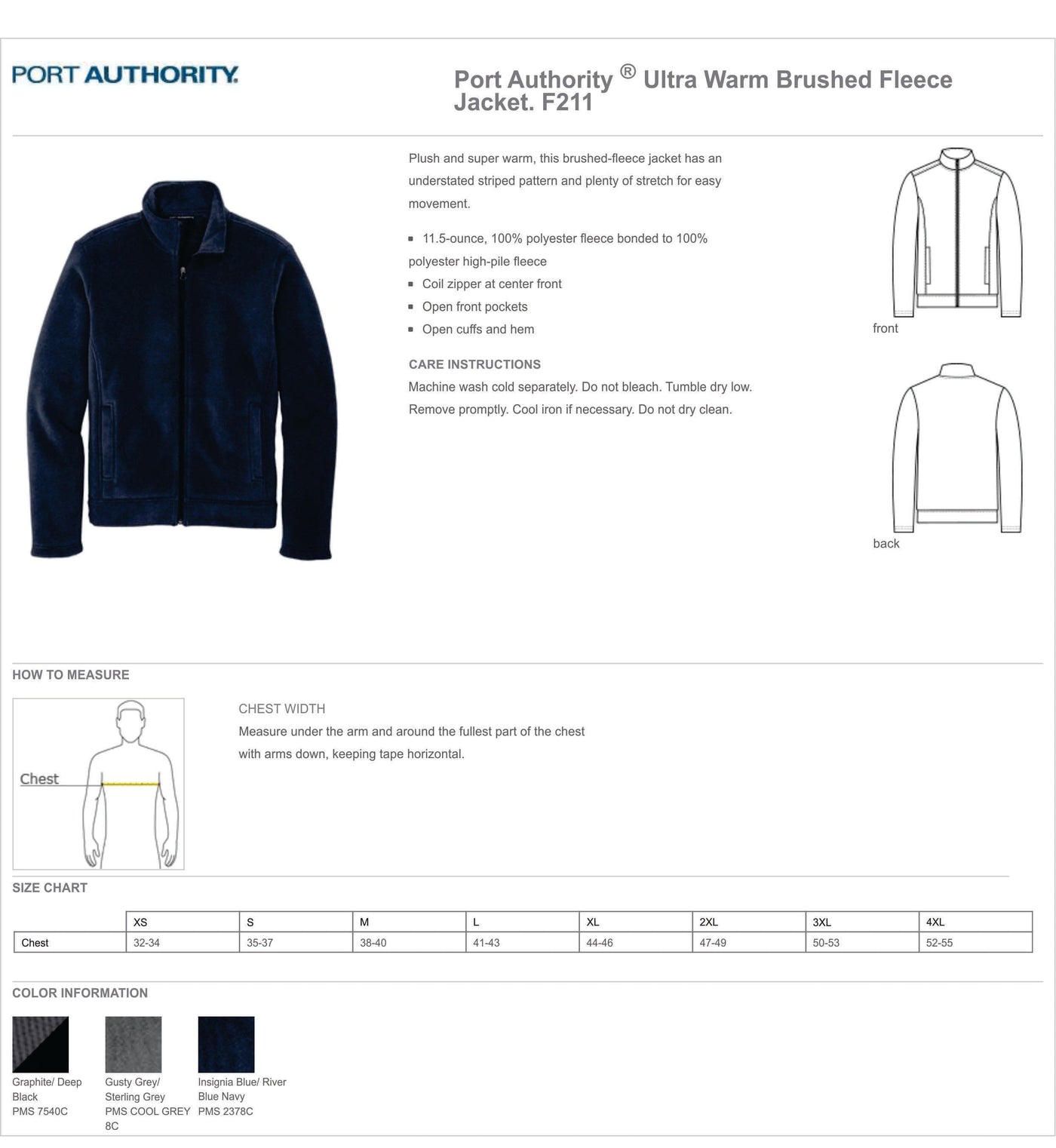 # F211 Port Authority® Men's Ultra Warm Brushed Fleece Jacket