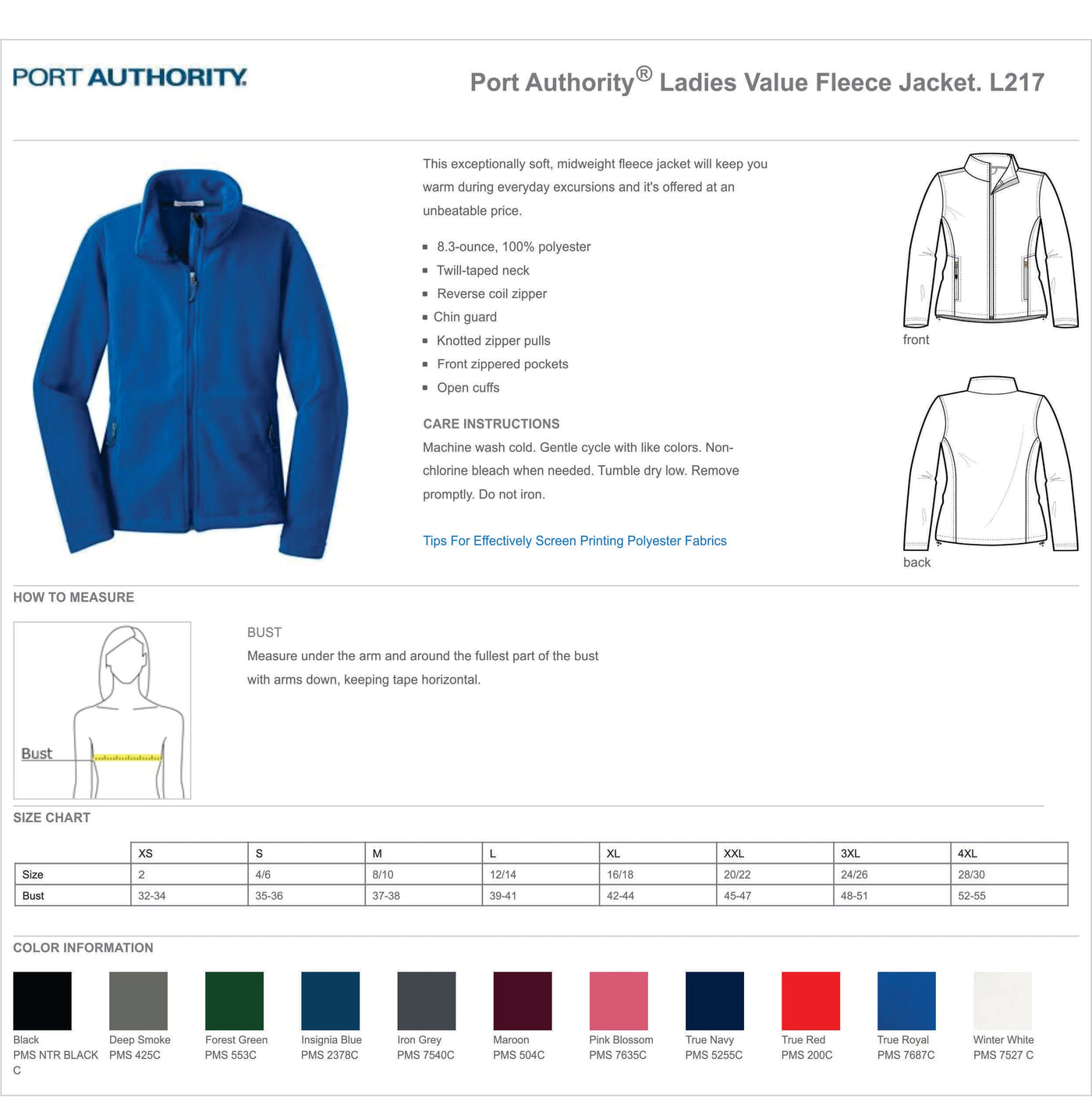 Springfield L217 Port Authority® Ladies Value Fleece Jacket