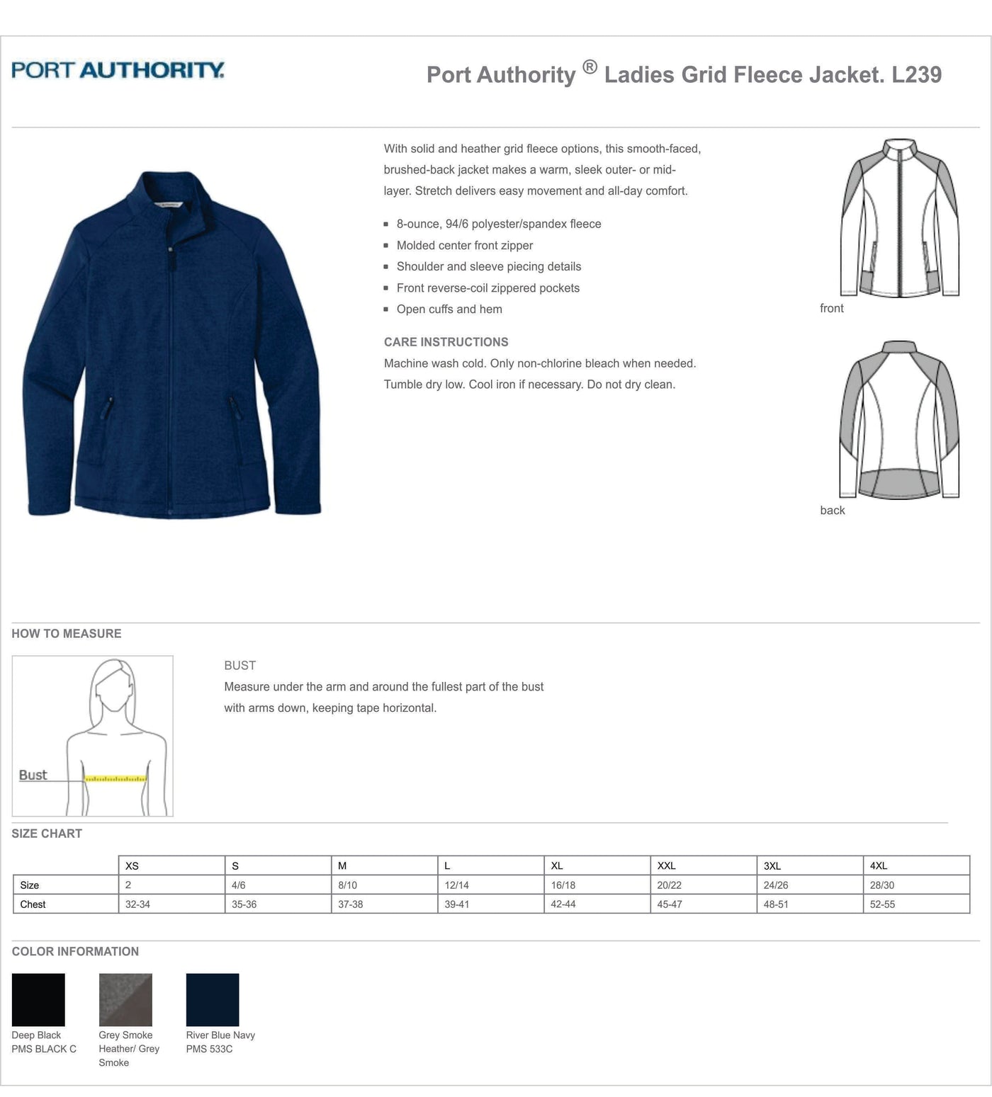 # L239 Port Authority® Ladies Grid Fleece Jacket