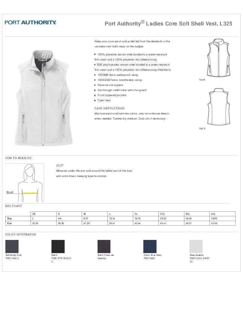 # L325 Port Authority® Ladies Core Soft Shell Vest