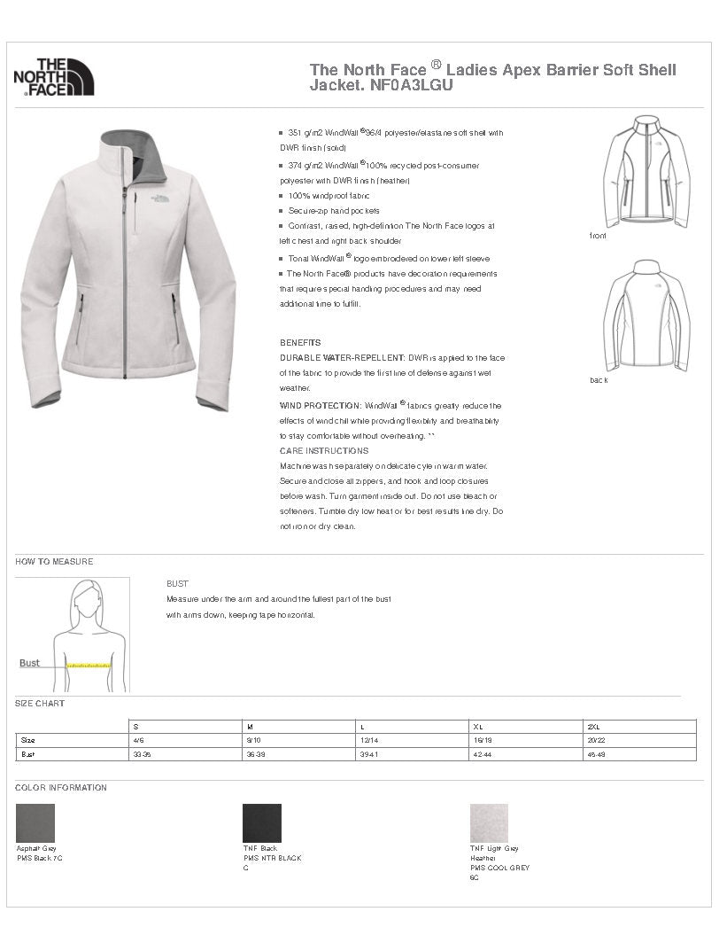 B2B1 NF0A3LGU The North Face® Ladies Apex Barrier Soft Shell Jacket