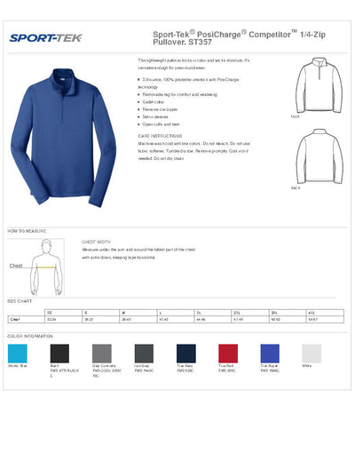 VA ST357 Sport-Tek® PosiCharge® Competitor™ 1/4-Zip Pullover