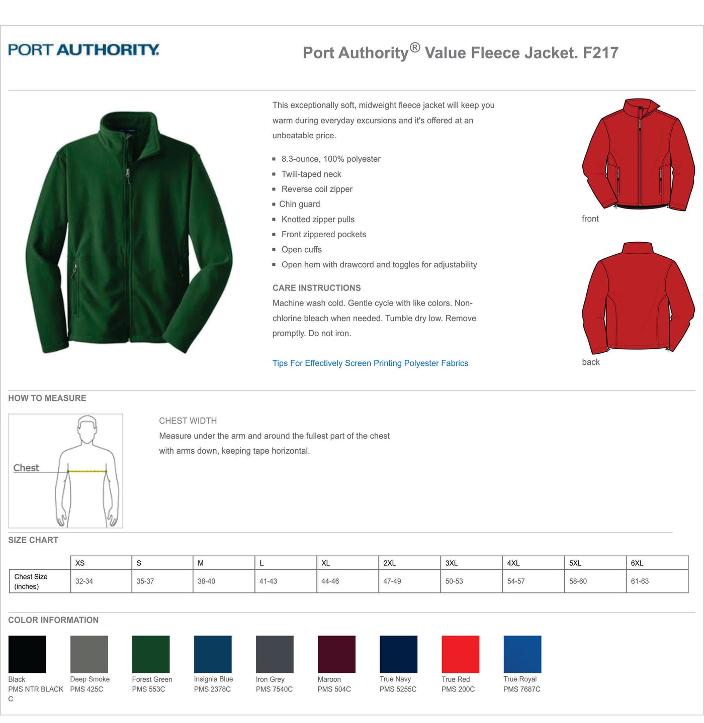 FPI Holiday F217 Port Authority® Mens Value Fleece Jacket