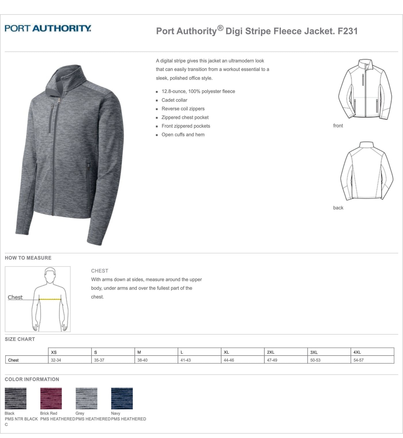 #F231 Port Authority® Digi Stripe Fleece Jacket