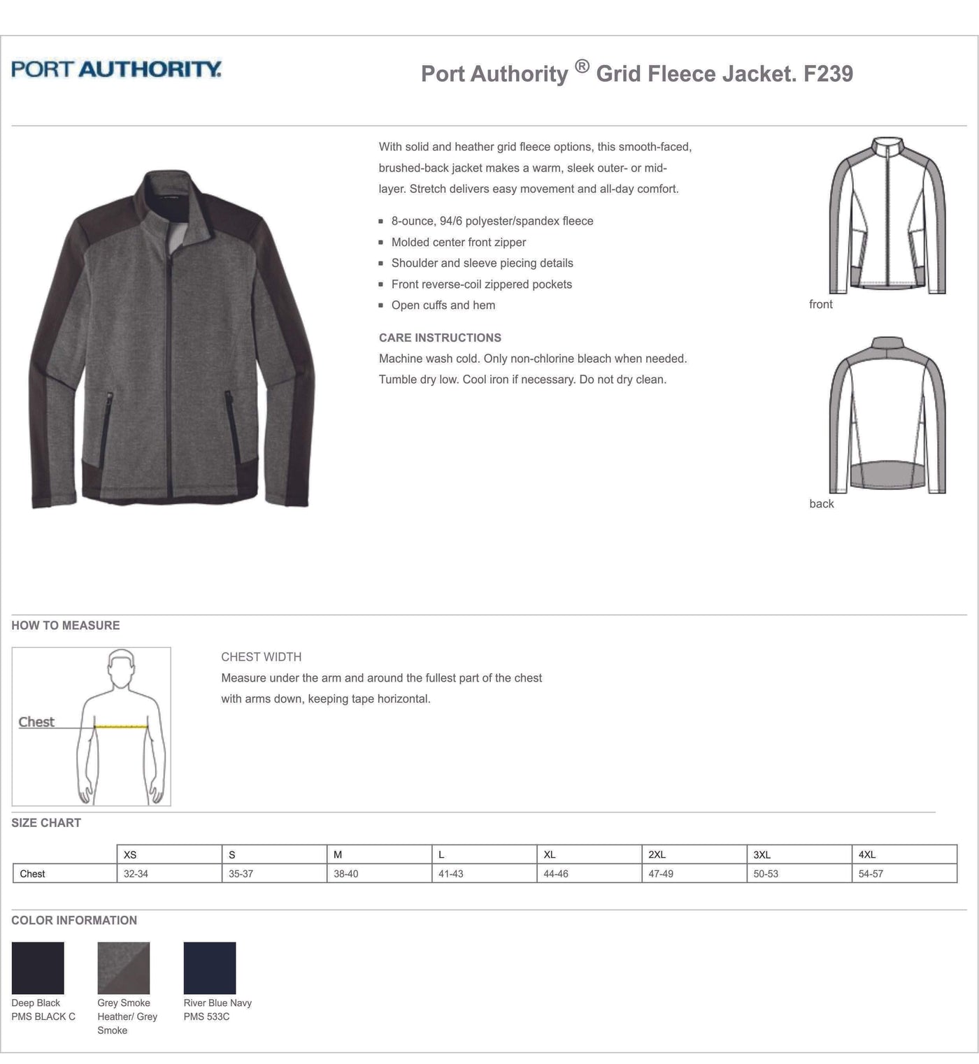 #F239 Port Authority® Men's Grid Fleece Jacket