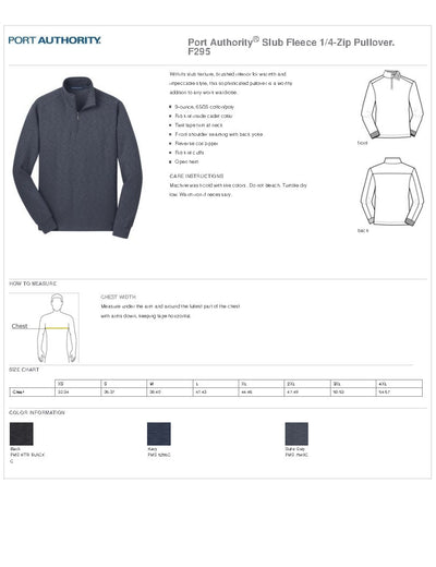 #F295 Port Authority® Slub Fleece 1/4-Zip Pullover