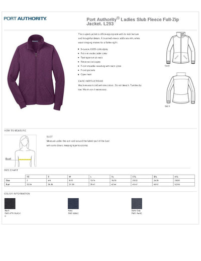 #L293 Port Authority® Ladies Slub Fleece Full-Zip Jacket