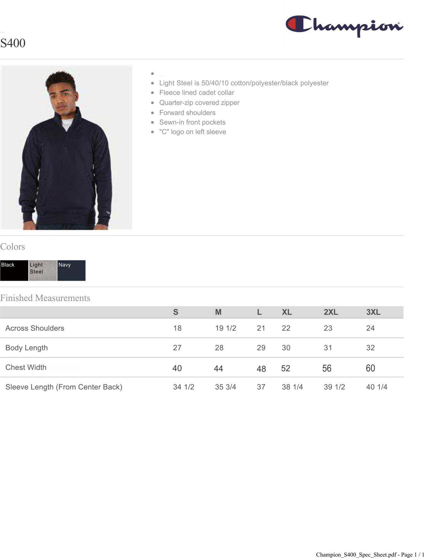 Legacy S400 Champion Adult Powerblend® Quarter-Zip Pullover