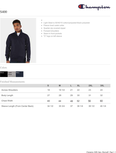Legacy S400 Champion Adult Powerblend® Quarter-Zip Pullover