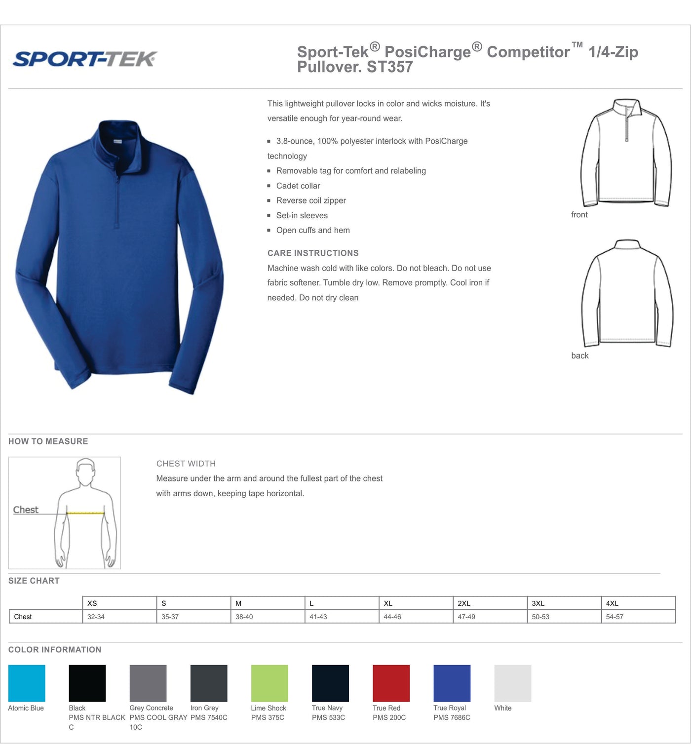B2B1 ST357 Sport-Tek® PosiCharge® Competitor™ 1/4-Zip Pullover