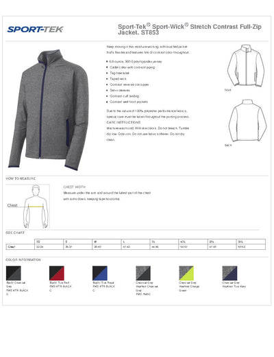 Wilford ST853 Sport-Tek® Sport-Wick® Stretch Contrast Full-Zip Jacket